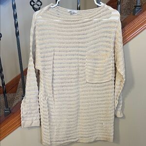 Mystree Beige and White Striped Sweater